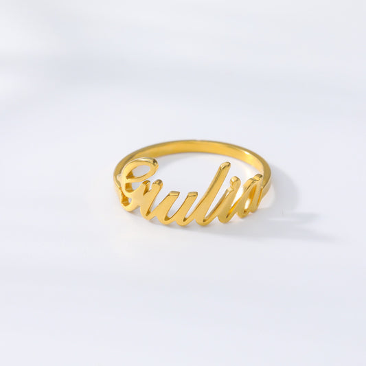 Adjustable Nameplate Ring Rose Gold Name Ring Ladies Gift Stainless Steel Signature Fashion Jewelry