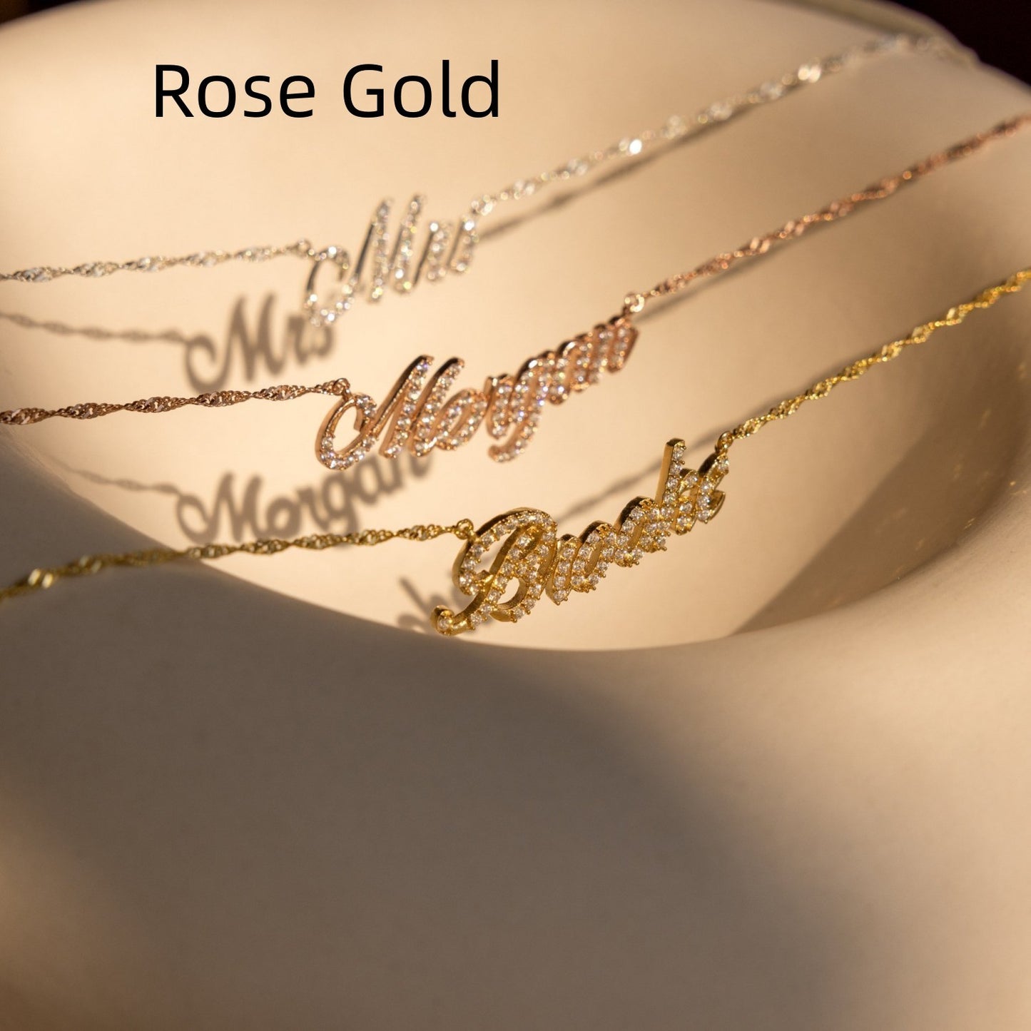 Custom Name Necklace with Zirconia - Personalized Letter, Word, or Number Jewelry