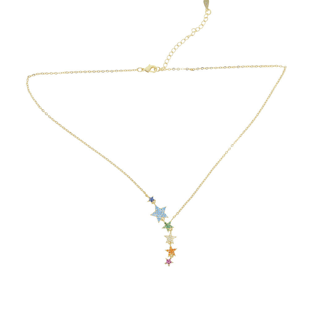 Lucky Star Necklace with Colorful Zircon Inlays – Dainty Jewelry for Women