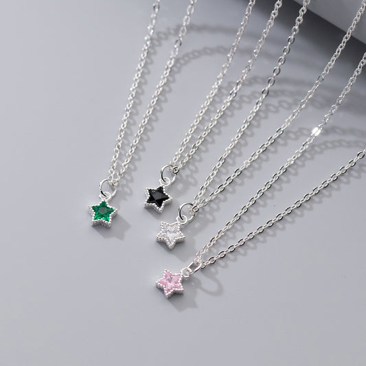 S925 Sterling Silver Diamond Five-pointed Star Necklace